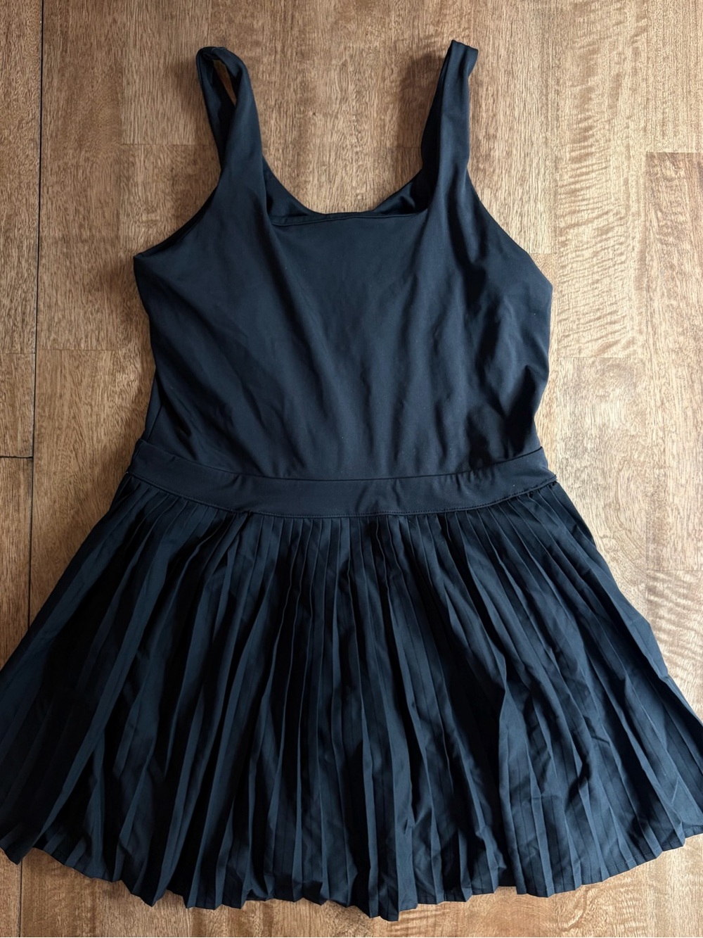 all in motion Black Pleated Tank Mini Dress
